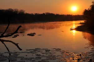 Kruger National Park lakeside sunset